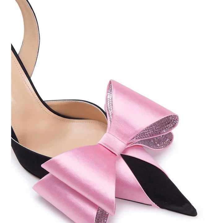 Femme Slingback Højhælede Pumps med dekorativ bue og rhinestone-detaljer Stilla