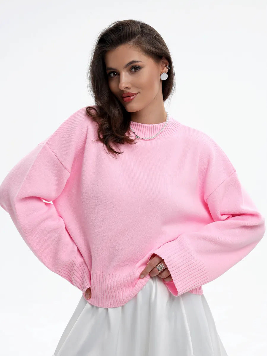 Kvinders afslappede oversized sweater med forkortede ærmer og tekstureret strikkemønster Stilla