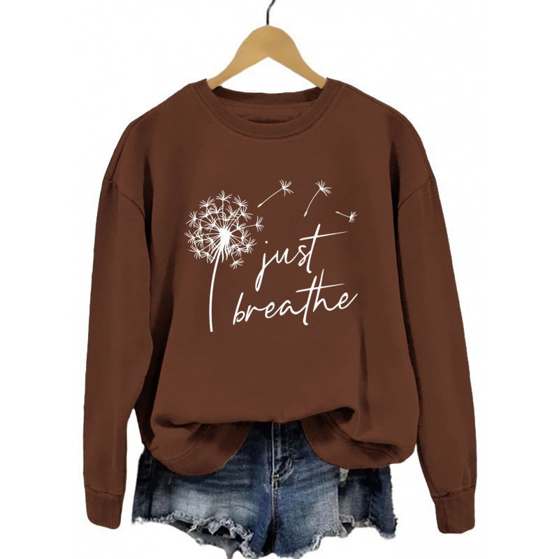 Kvinders sweatshirt med inspirerende mælkebøtte motiv Stilla