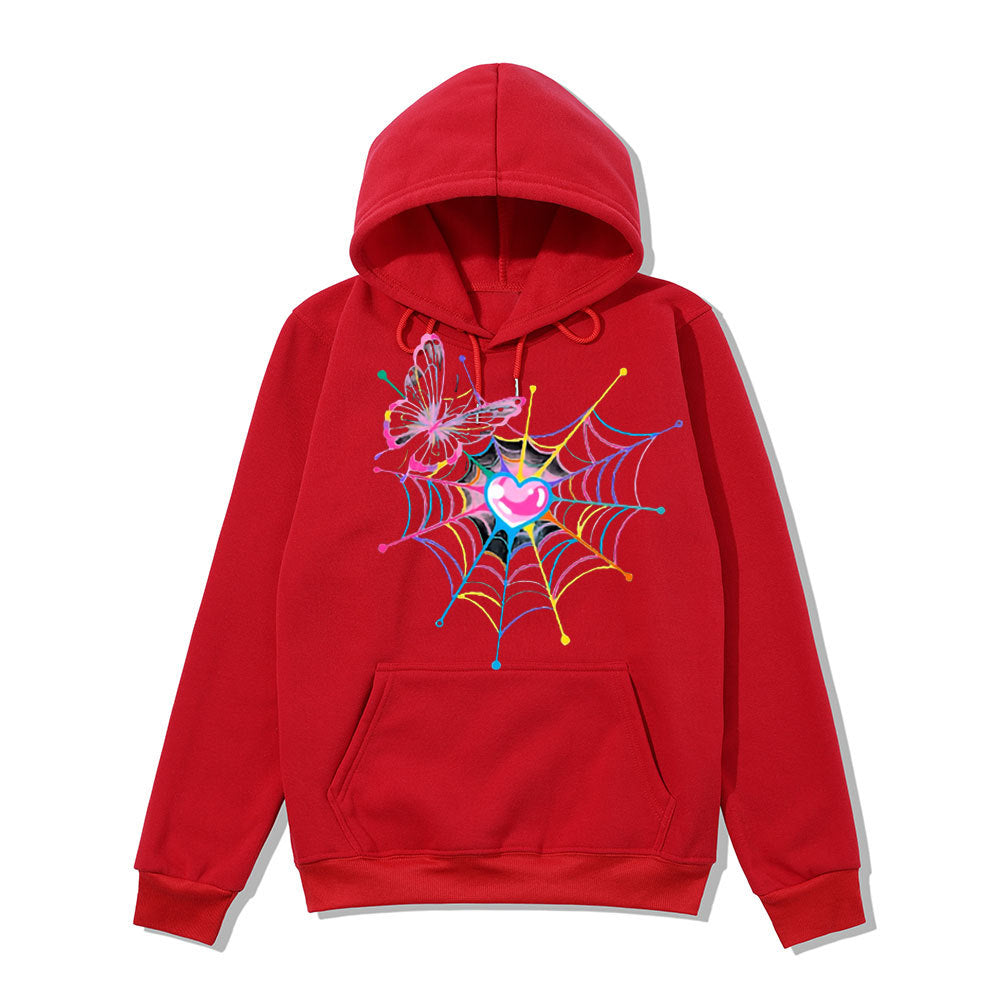 Kvinders hoodie sweatshirts med kreativ sommerfugl og spindelvævsdesign Skovae