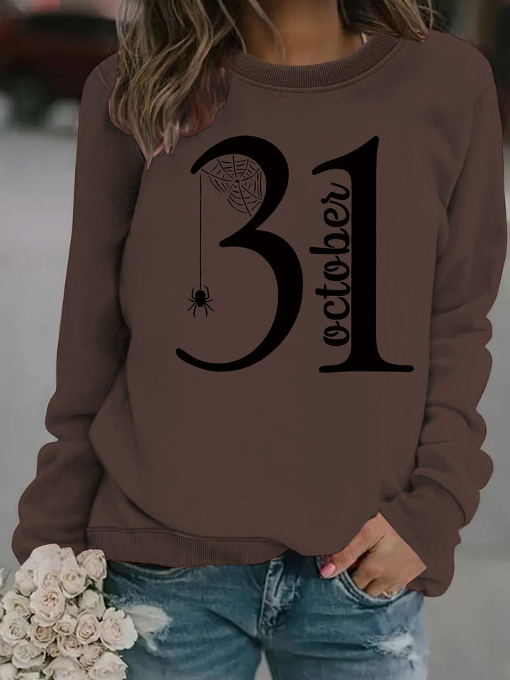 Kvindernes sweatshirt med kreativ Halloween-motiv og behagelig pasform Stilla