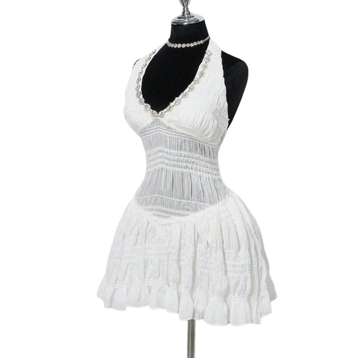 Dame sommerkjole i romantisk vintage-stil med raffinerede folder Skovae