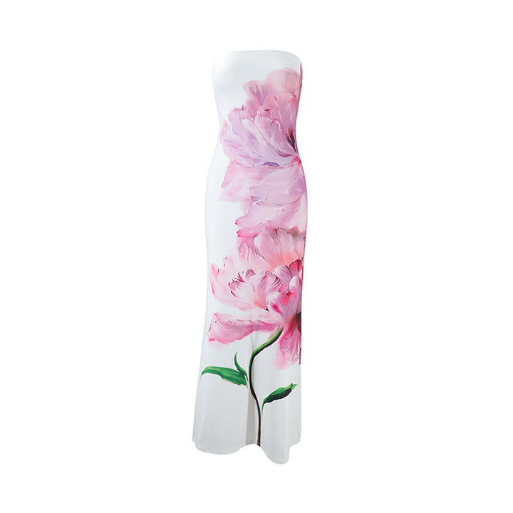 Dame slidte maxikjole med stilfulde blomsterdesigns Skovae