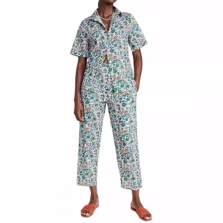 Femme Floral Print To-delt Loungewear-Sæt Stilla