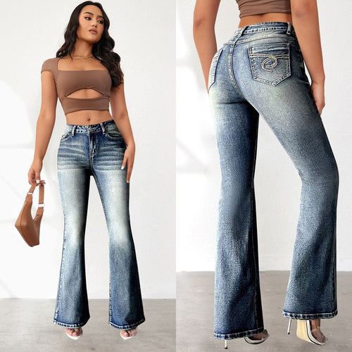 Dame Flared Jeans med høj talje og iøjnefaldende design Stilla