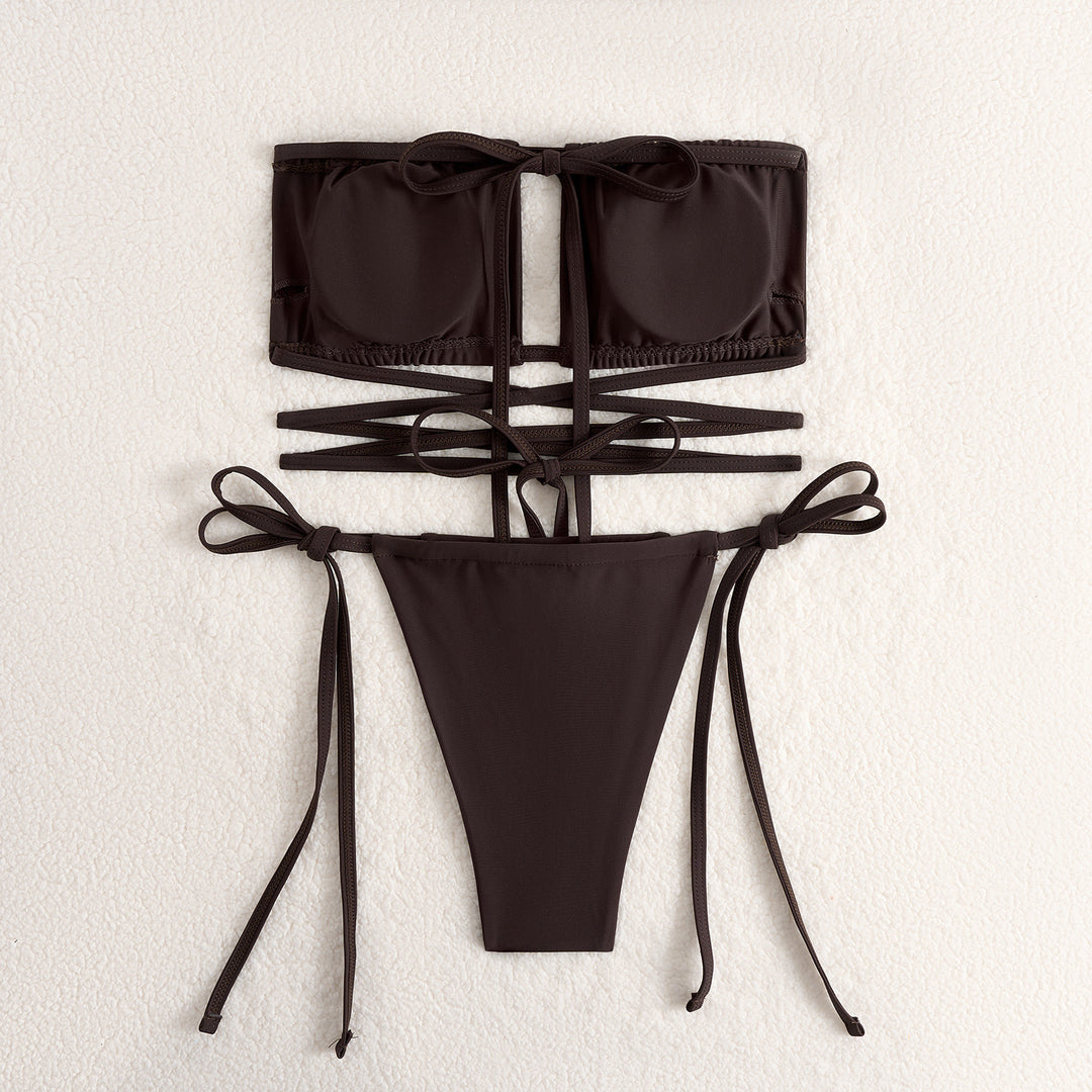 Dame Bikini-sæt med raffineret krydsbånd-design og justerbare stropper Stilla