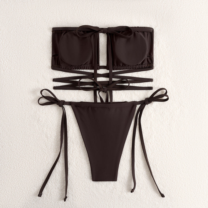 Dame Bikini-sæt med raffineret krydsbånd-design og justerbare stropper Stilla