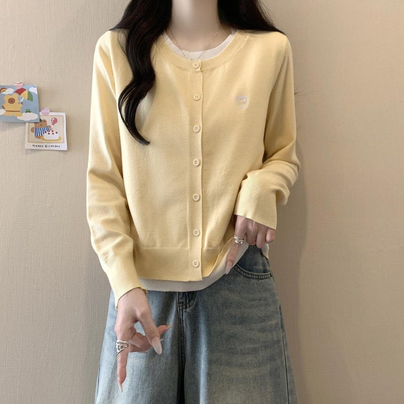 Femme Letvægts Knap-Op Cardigan Pullover Stilla