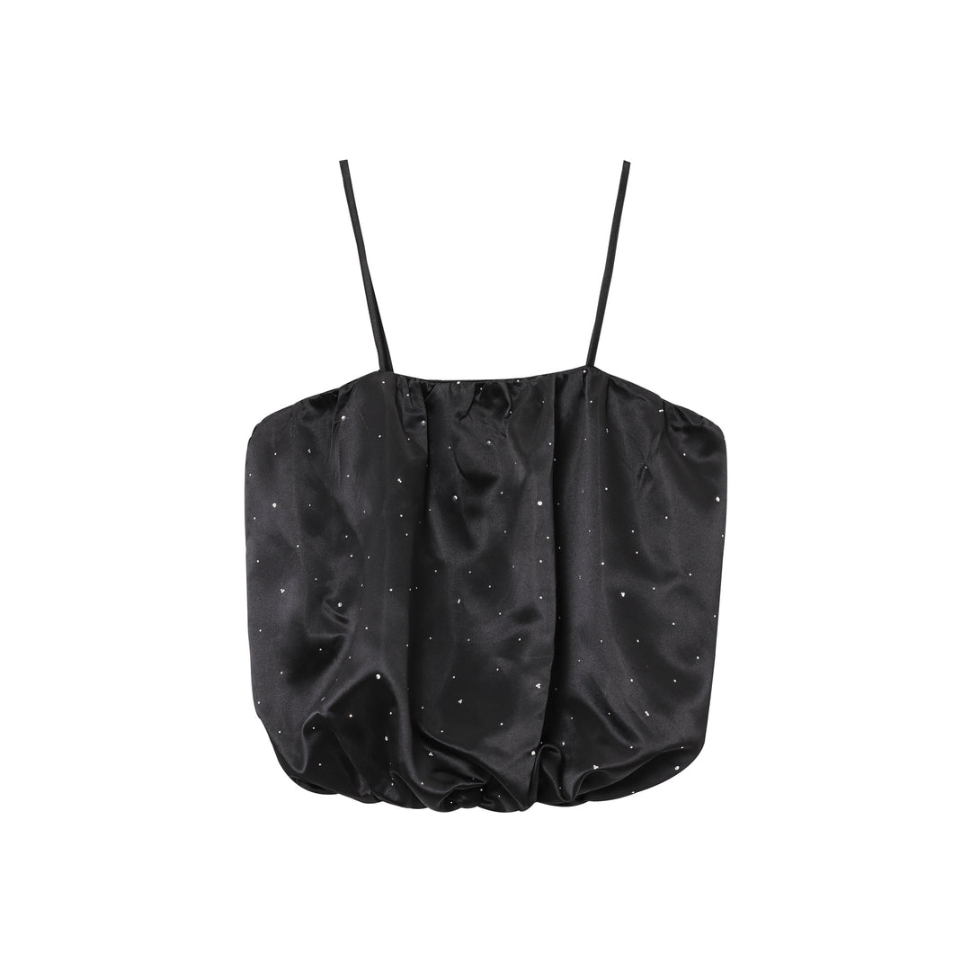 Femme Puffærmet Satin-Crop-Top Stilla