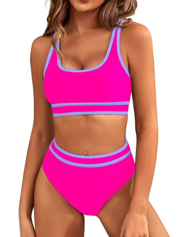 Dame Sporty Bikini-sæt med kontrastdetaljer og høj talje Stilla