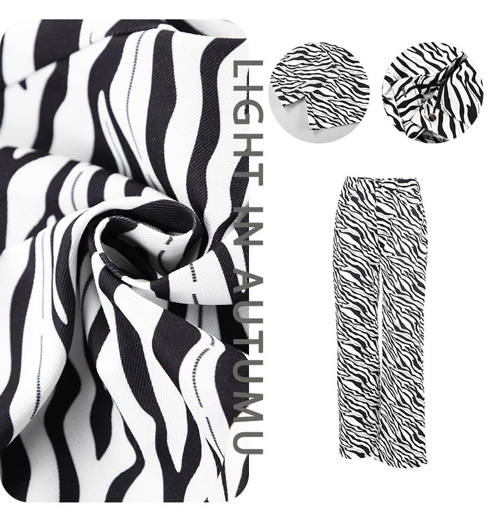 Dame vidde Zebra-Print Palazzo-Bukser Stilla