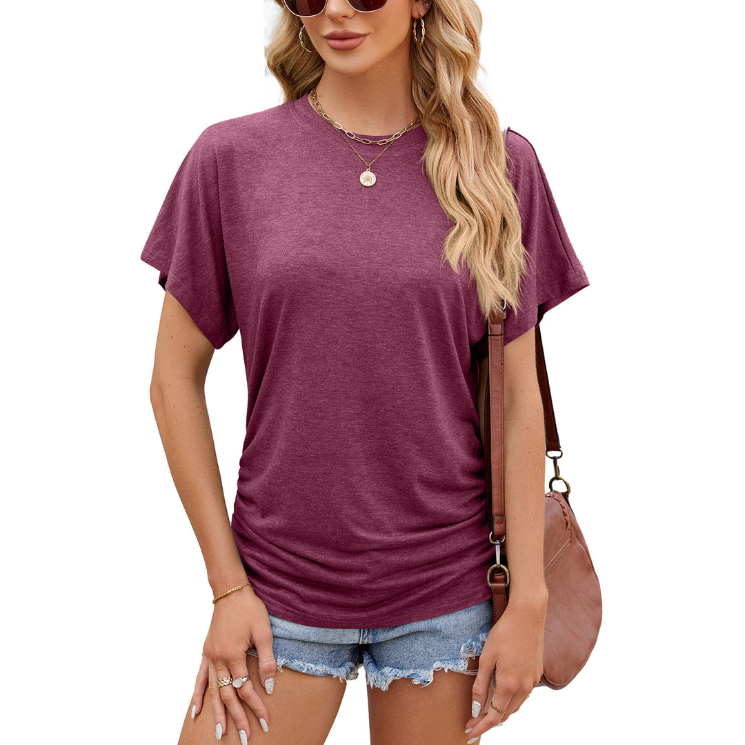 Dame afslappet T-shirt med sidelidt ruchingselement Stilla