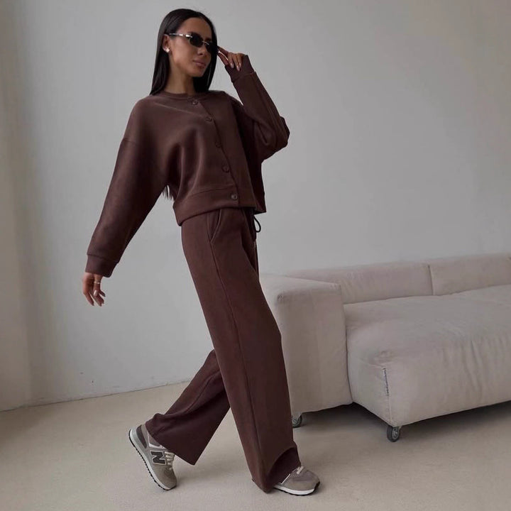 Dame behagelig sweatshirt- og joggingbuks-kombination Stilla
