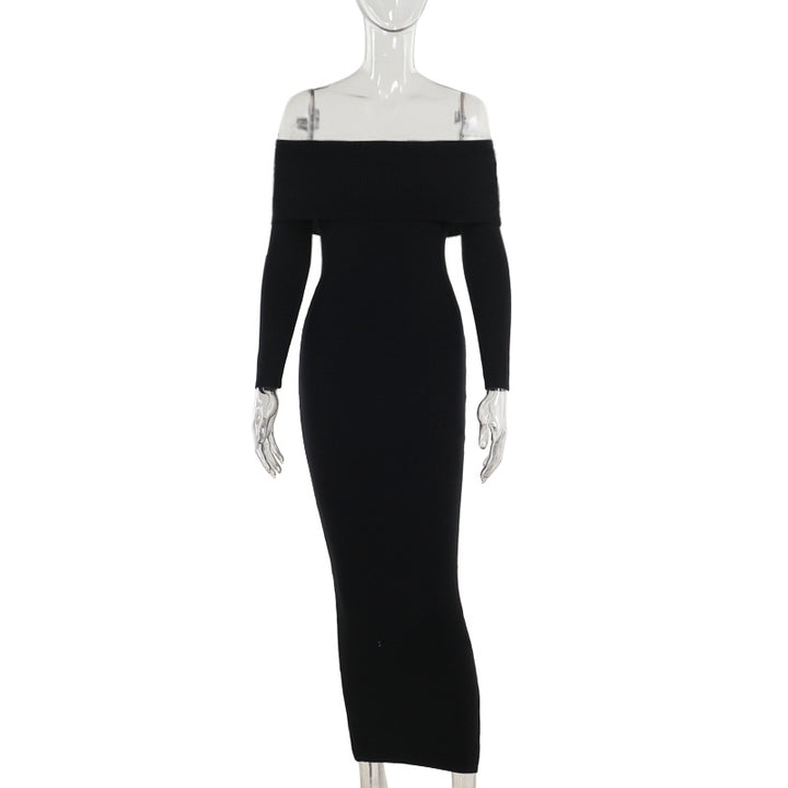 Dame off-shoulder maxikjole med lange ærmer og elegant snit Skovae