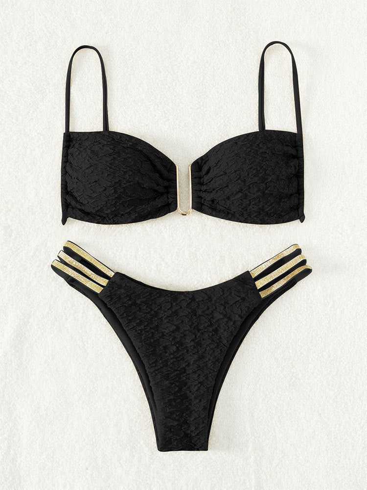 Dame Elegant mønstret Bikini-sæt med raffinerede accenter Skovae