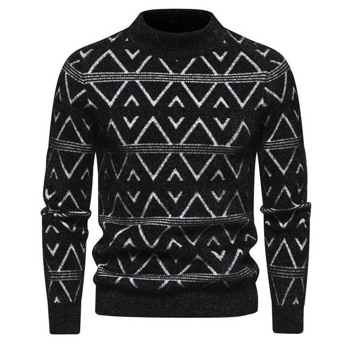 Herrer geometrisk mønstret ståkravepullover Stilla