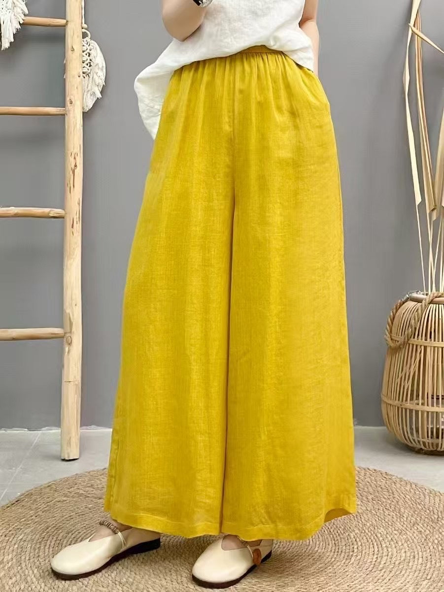 Dame Flydende Brede Linned Culottes Stilla