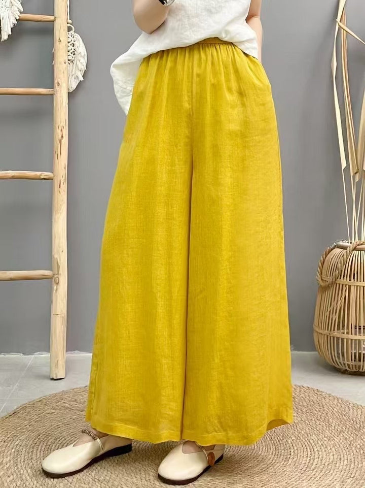 Dame Flydende Brede Linned Culottes Stilla