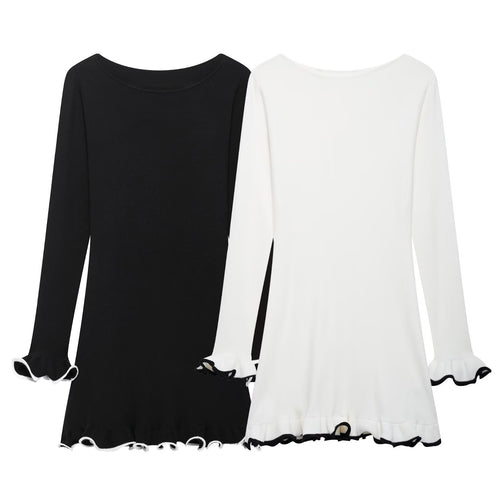 Dame Flared Sleeve Mini Kjole med Rüschen Søm Stilla