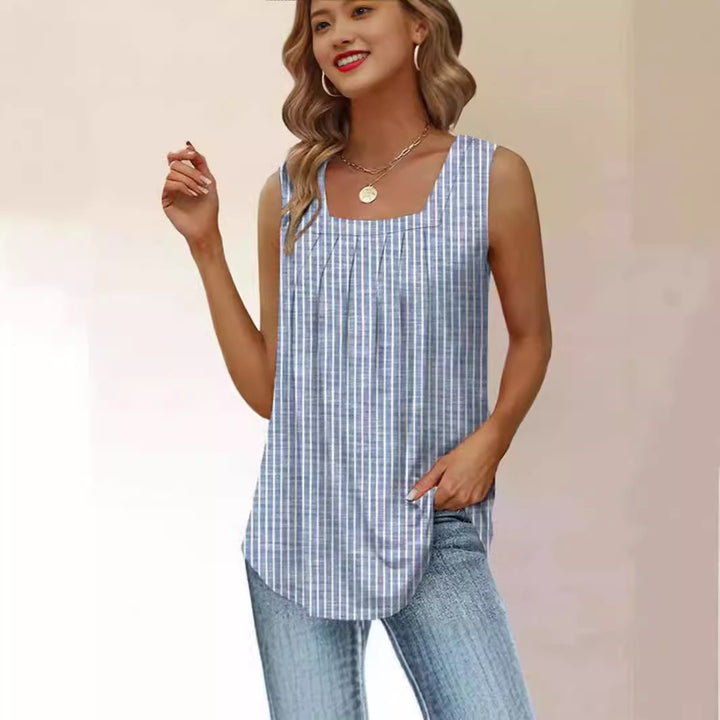 Dame stribet plisseret tanktop Stilla