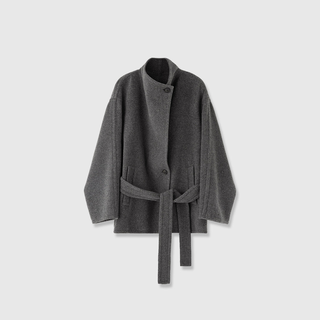 Damer elegant oversized frakke med bindebånd Stilla