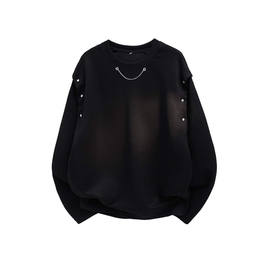 Femme Elegante Store Sweatshirt med Dekorative Knapper Stilla