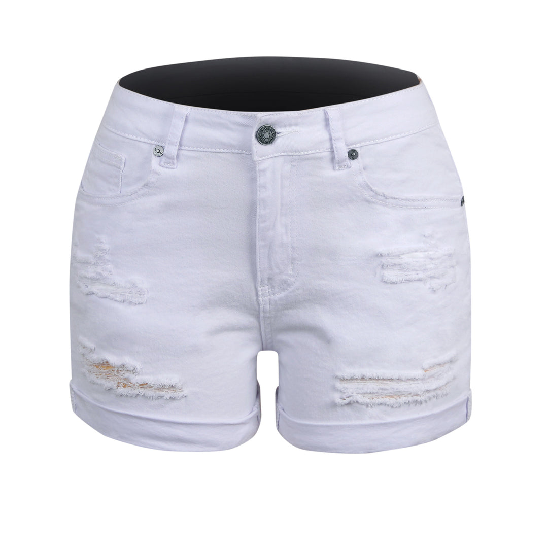 Dame afslappede denim-shorts med modetrends slid-detaljer Stilla