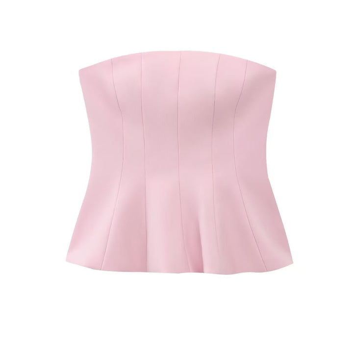 Dame Bustier-top med figursyngende snit og elegant plissering Skovae