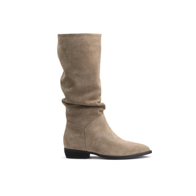 Dame elegante støvler i blødt ruskind med moderigtigt slip-on design Stilla