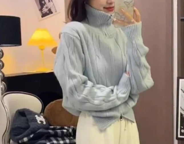 Dame Fashionable Chunky Strik Sweater med Høj Krave Stilla