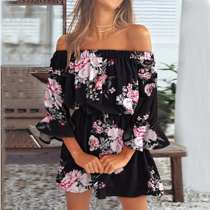 Dame Off-Shoulder Bluse med blomster mønster Stilla