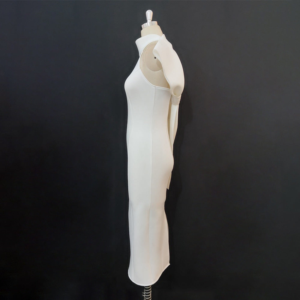 Dame Elegant skjortekjole med asymmetrisk design og svævende detalje Skovae
