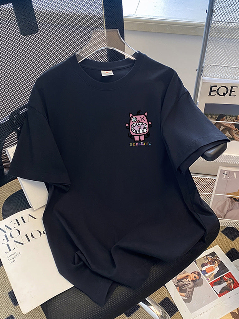 Dame T-shirt med kunstnerisk cartoon-motiv og afslappet snit Stilla