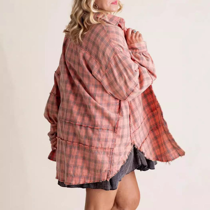 Dame afslappet ternet skjorte med oversized pasform Stilla