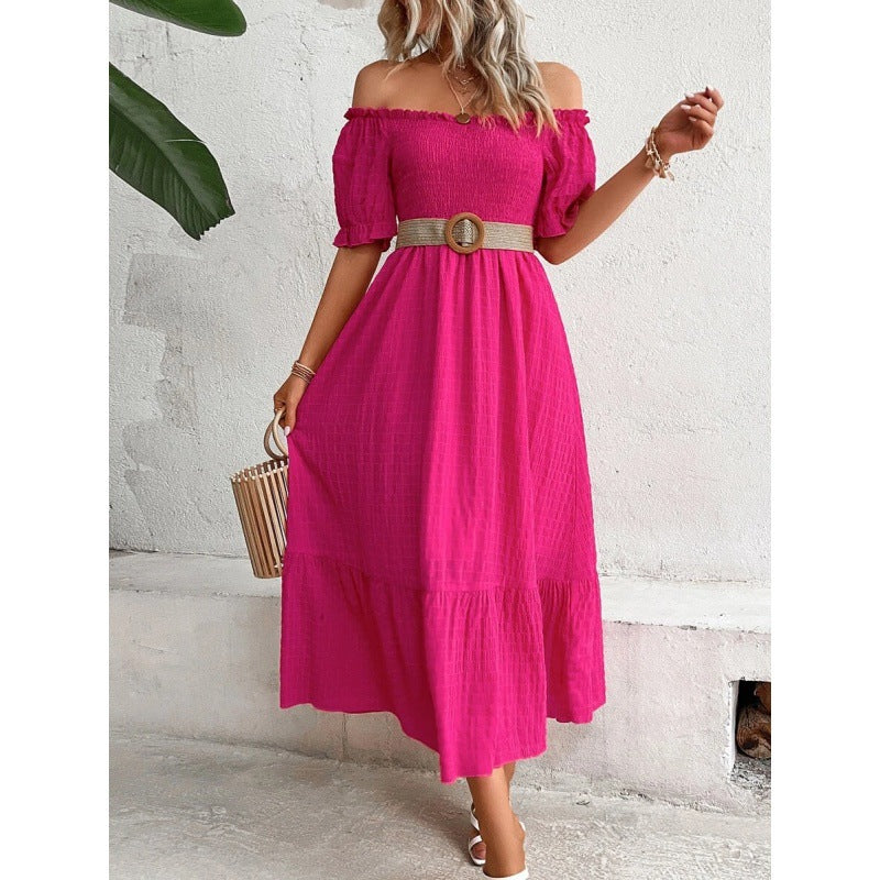 Dame Off-Shoulder Maxi-Kjole med rynket Overkrop Stilla