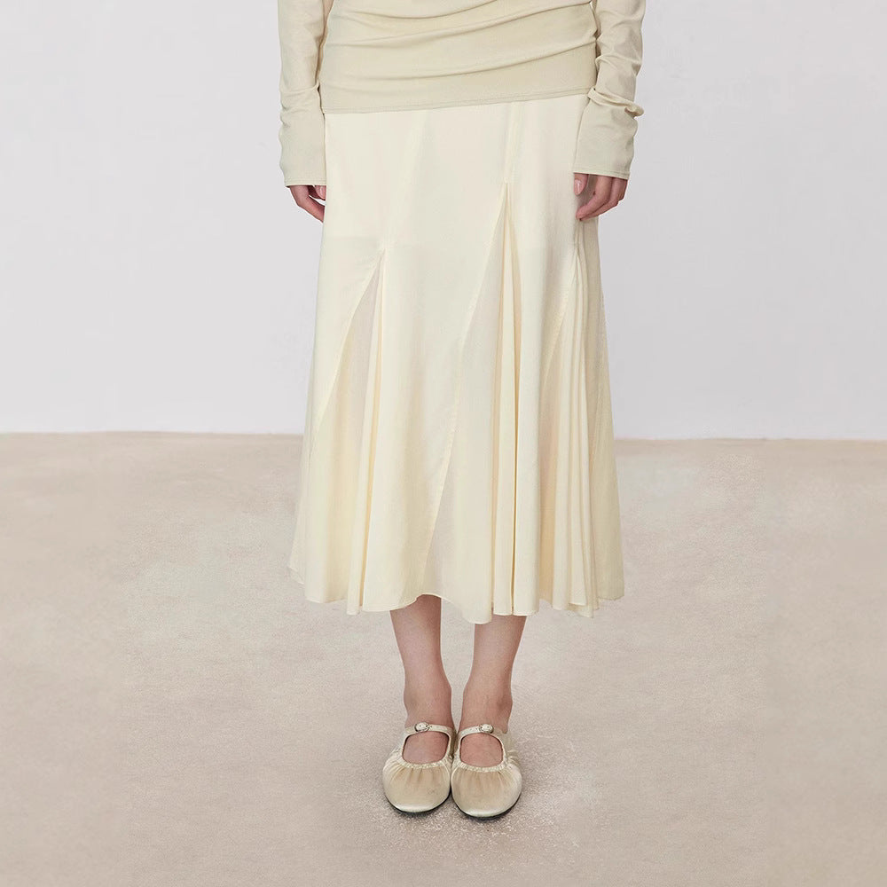 Kvinders Flydende Maxi Nederdel med Elegante Plisseringer