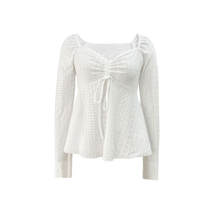 Women's blouse part with decorated ruffle details and elegant lacing design Stilla