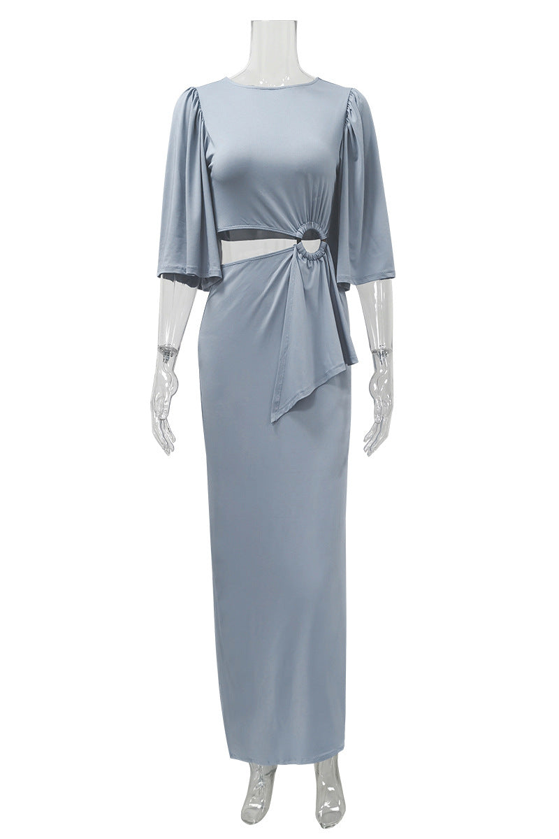 Dame Maxi-kjole med elegante puffærmer Stilla