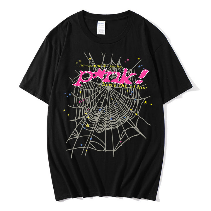 Kvinders afslappede T-shirt med kreativ edderkoppespind design Skovae