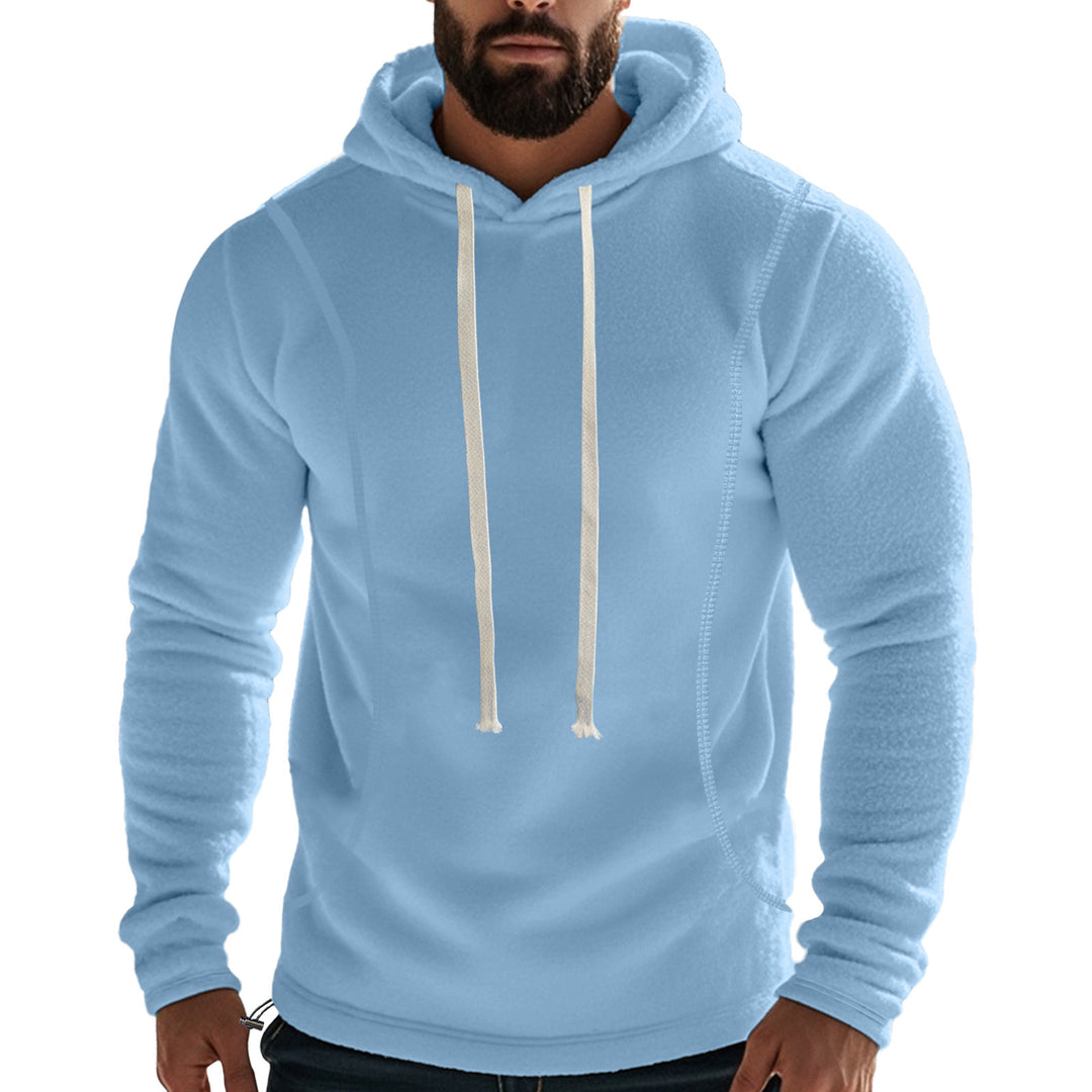 Herre fleece-hoodie med høj krave og kengurupose Stilla