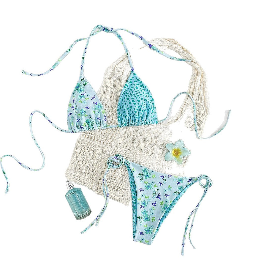Dame trekant bikini sæt med smukke blomster mønstre Skovae