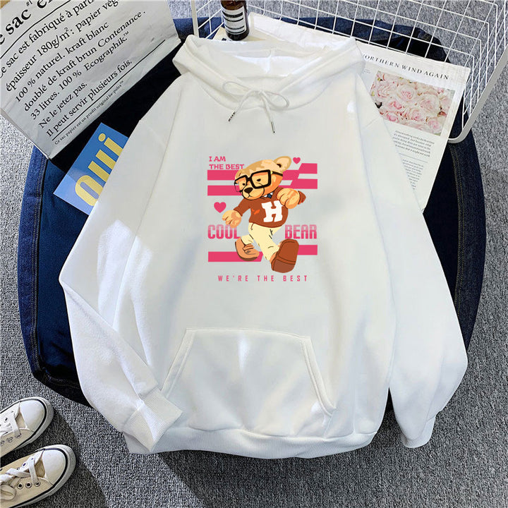 Damehoodie med sjove bjørnemotiver og unikt grafisk print Skovae