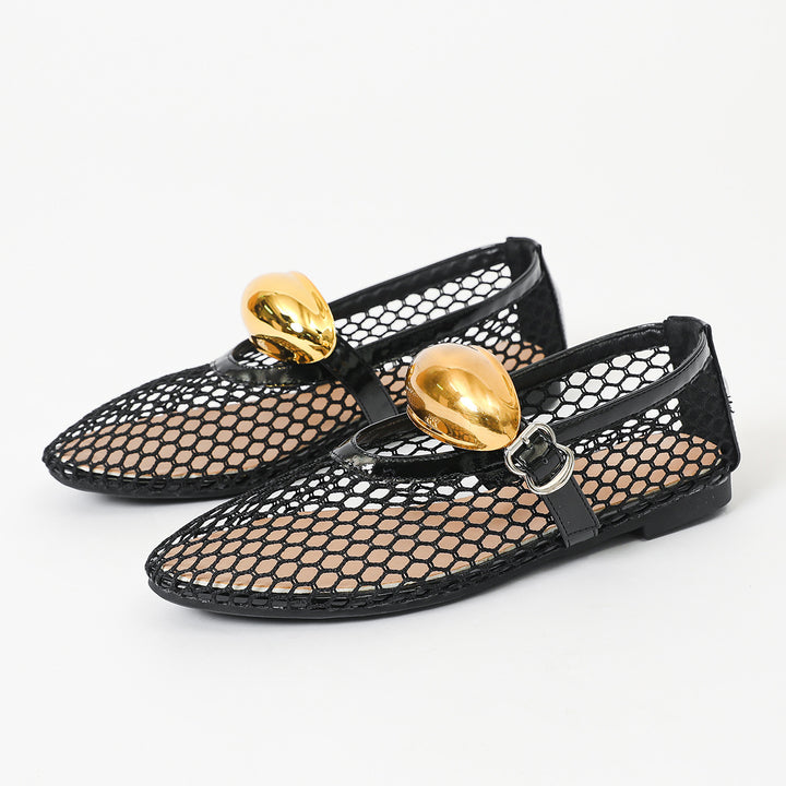 Dame Netzeinstieg Ballerinas med elegant rem Stilla