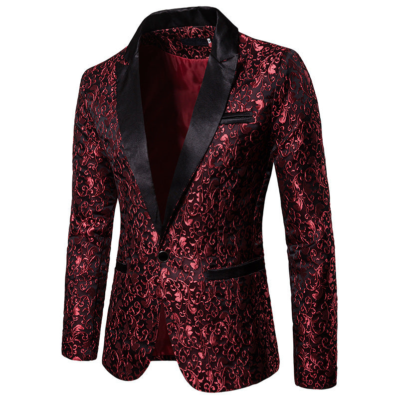 Herrer Elegant Blomstermønster Satin Blazer Stilla