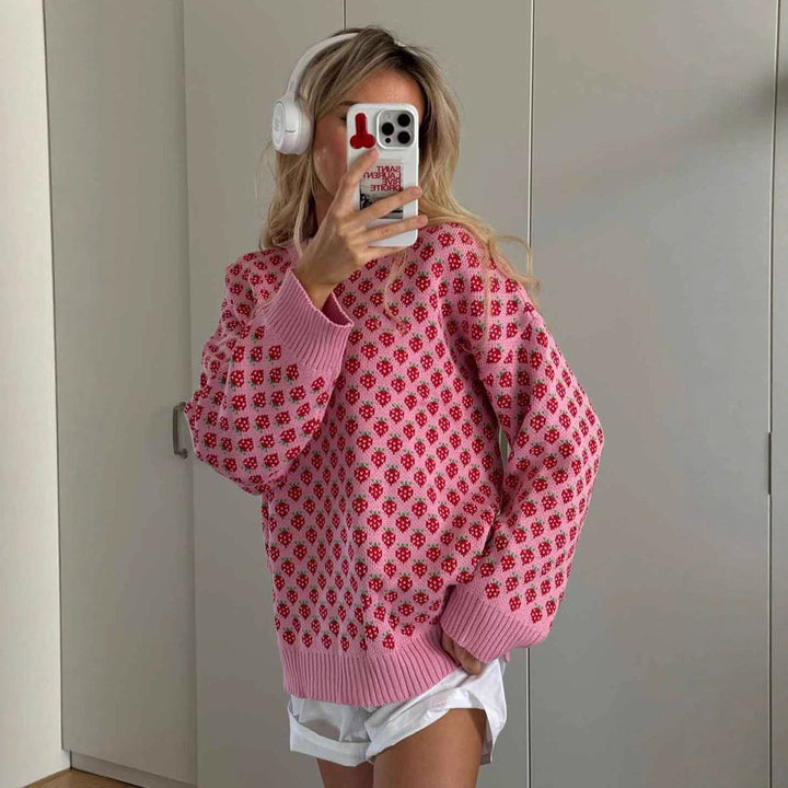 Kvinders oversized sweater med blomsterprint Stilla