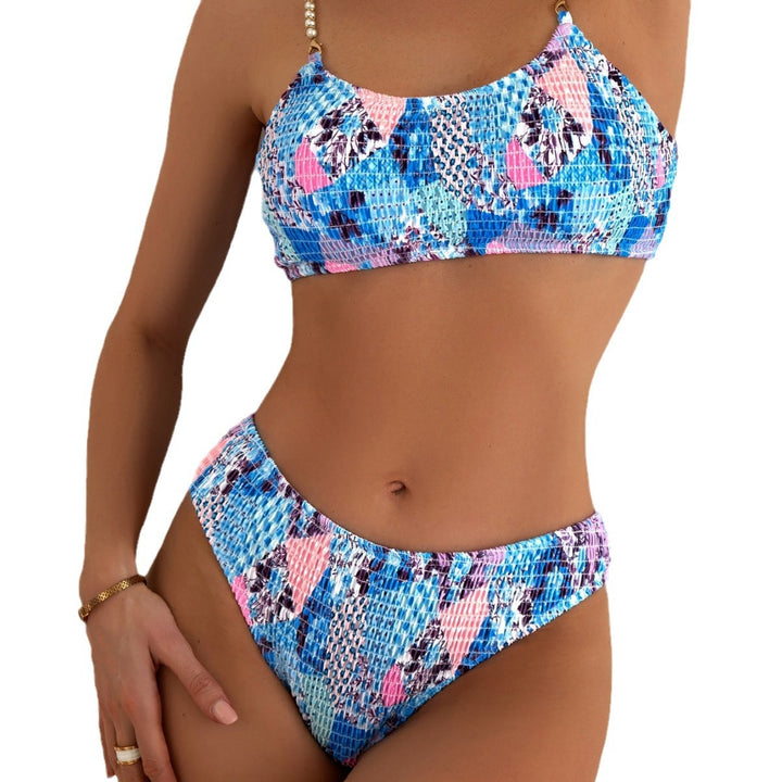 Dame bikini sæt med smart højtaljet snit og modemiks mønster Stilla