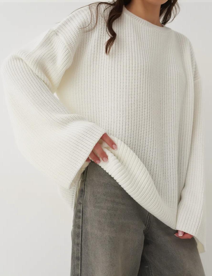 Dame Oversized Strikpullover med struktureret design og afslappet pasform Stilla