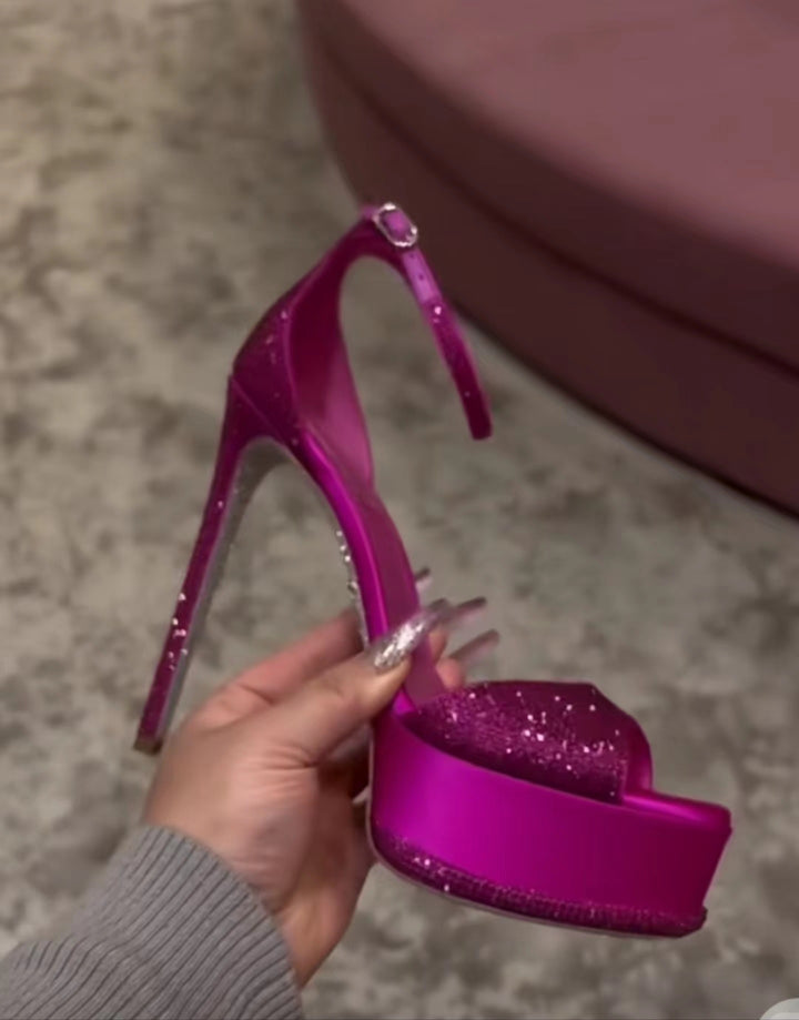 Femme Glamorous Funklende Højhælede Sandaler Stilla