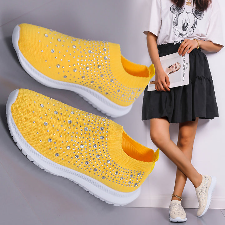 Dame Modiske og glitrende Slip-On Sneakers med åndbart strik-overdel Stilla