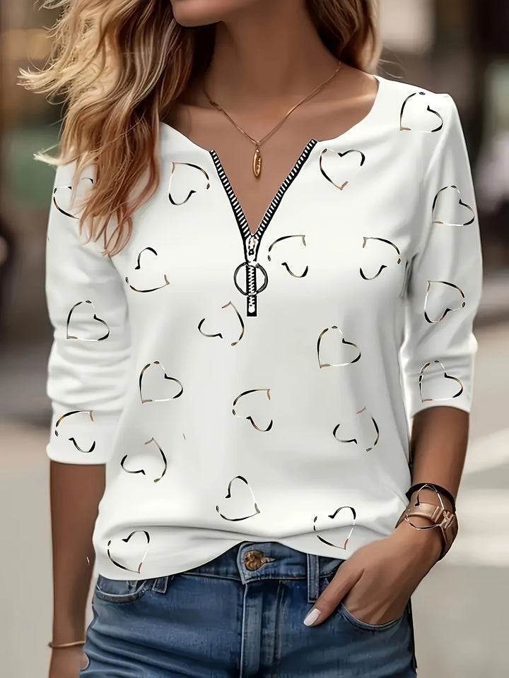 Femme Zip-Up Langærmet Pullover Top Stilla